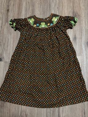 Claire & Charlie Corduroy Smocked Dress w/ Embroidered Frogs/Flowers -  Size 3